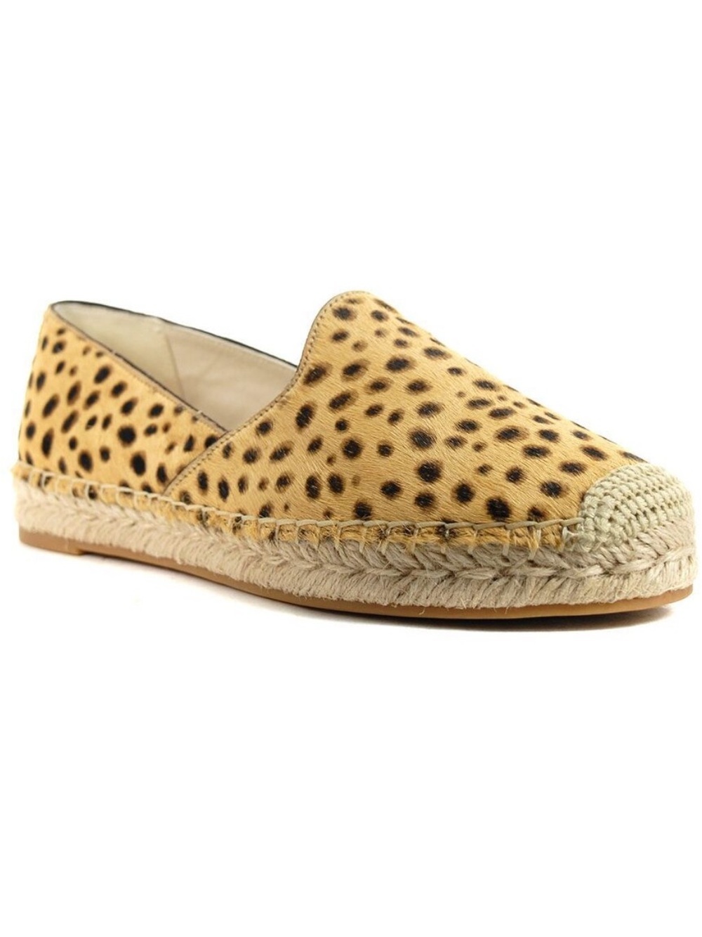 Sam Edelman Kesia Tan Leather Hair Cheetah Print Espardrilles Loafer Flat-Sz 8.5